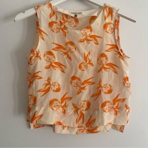 Amour Vert silk crop blouse with oranges
